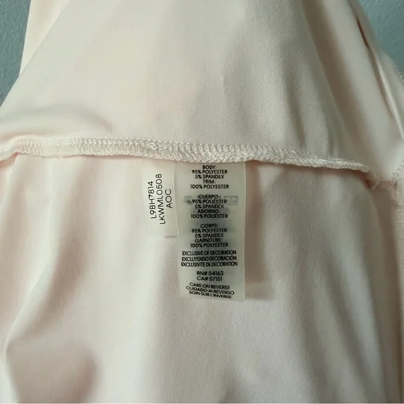 Karl Lagerfeld Paris Tiered Short Sleeve Soft Pink Layered Blouse - Picture 8 of 13